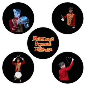 Marquee Square Heroes – 5-Pin Badge Set (25mm)